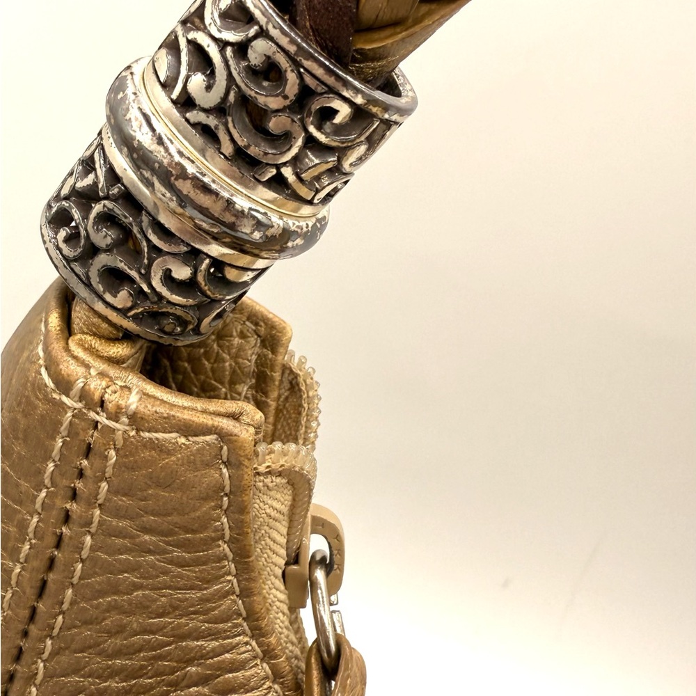 Brighton Gold and Tan Hobo Bag - Picture 6 of 11